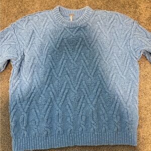 Free People Light Blue Textured Knit Sweater